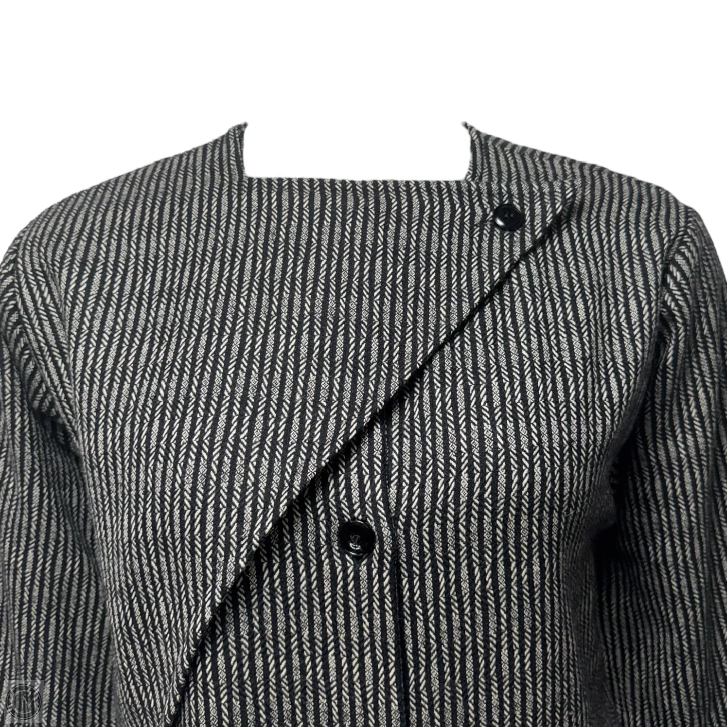 Vintage Wool Crossover Coat By Christian Aujard In Black & White, Size: 8