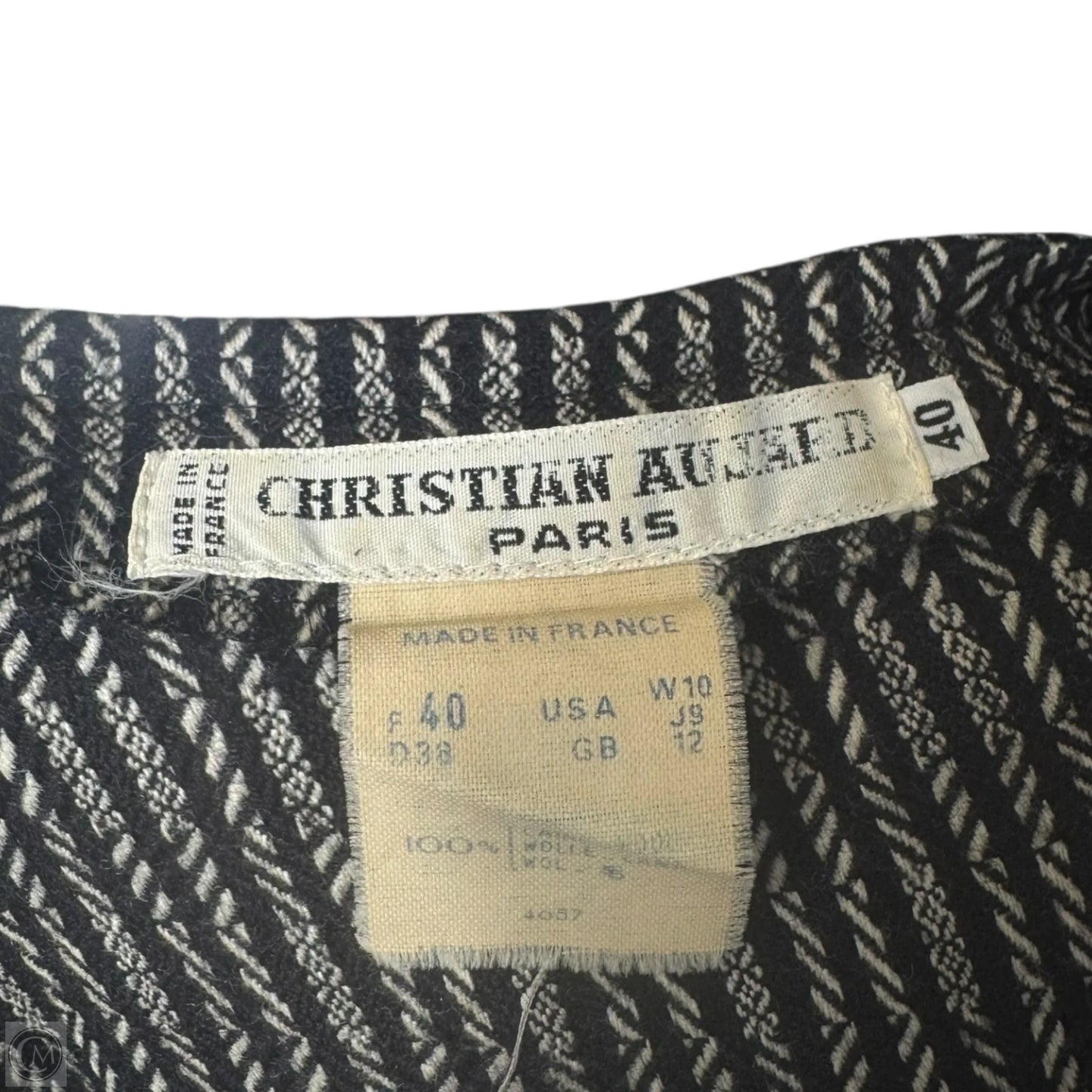 Vintage Wool Crossover Coat By Christian Aujard In Black & White, Size: 8
