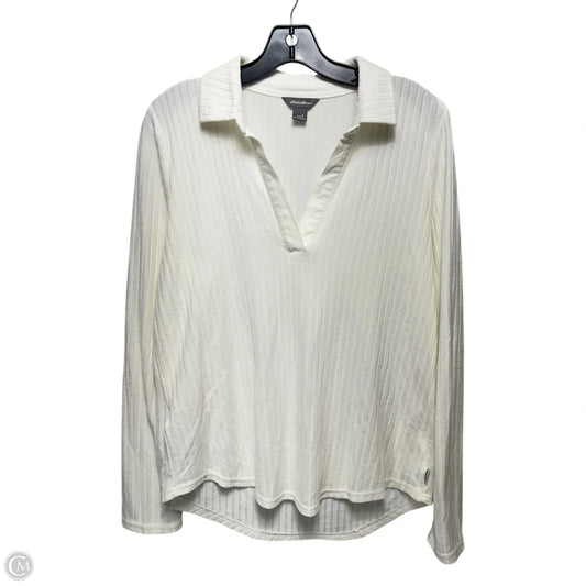 Ribbed Top Long Sleeve By Eddie Bauer In Cream, Size: S