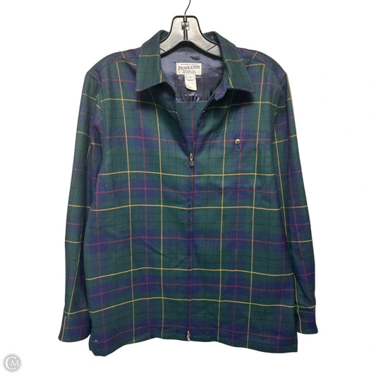 Wool Zip Jacket By Pendleton In Plaid Pattern, Size: S
