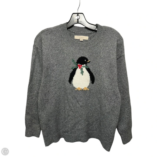 Penguin Sweater By Loft In Grey, Size: Xs