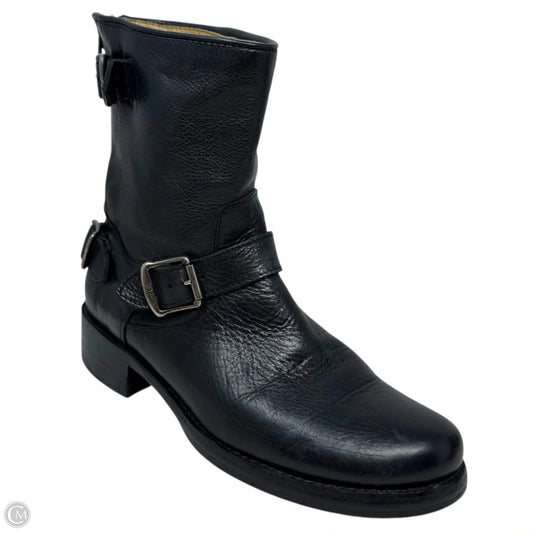 Veronica Back Zip Short Boots Designer By Frye In Black, Size: 8.5