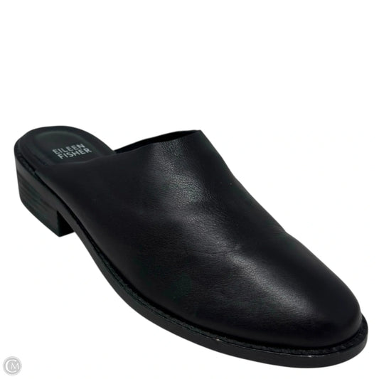 Toni Washed Leather Mules By Eileen Fisher In Black, Size: 8