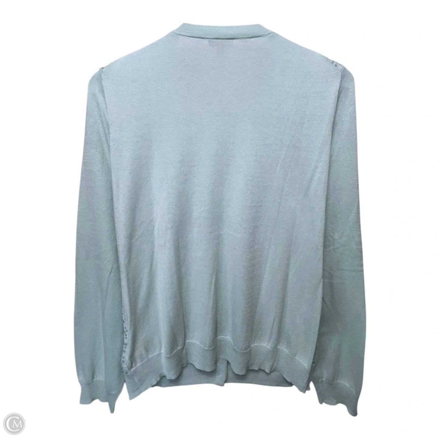 Silk-Cotton Blend Sweater Cardigan By Talbots In Aqua, Size: L