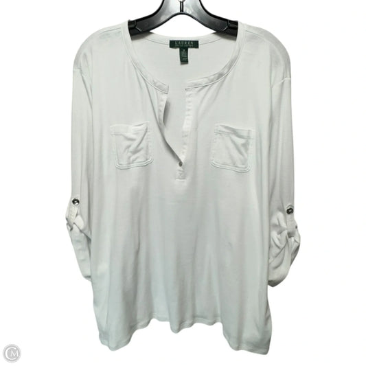 Top Short Sleeve By Lauren By Ralph Lauren In White, Size: 3x
