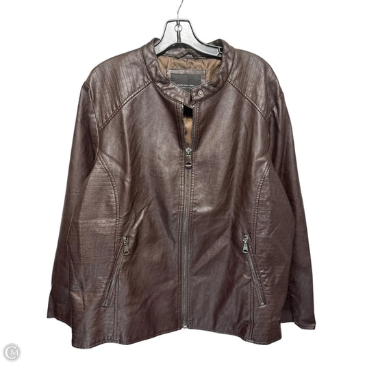 Jacket Moto By Marc New York In Brown, Size: 2x