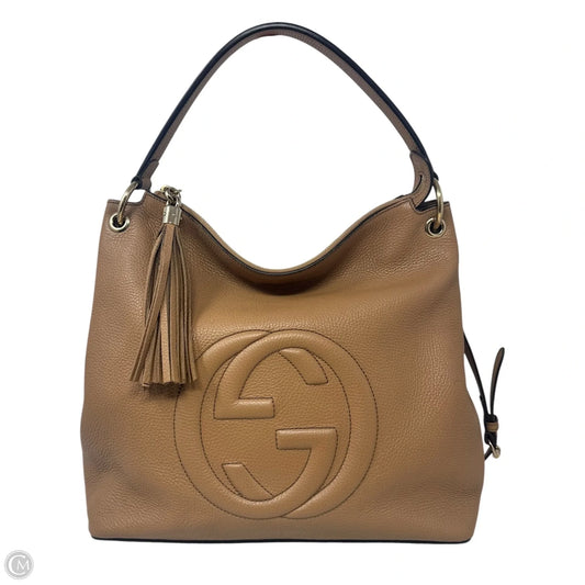 Soho Pebbled Leather Convertible Hobo Bag Luxury Designer By Gucci, Size: Large