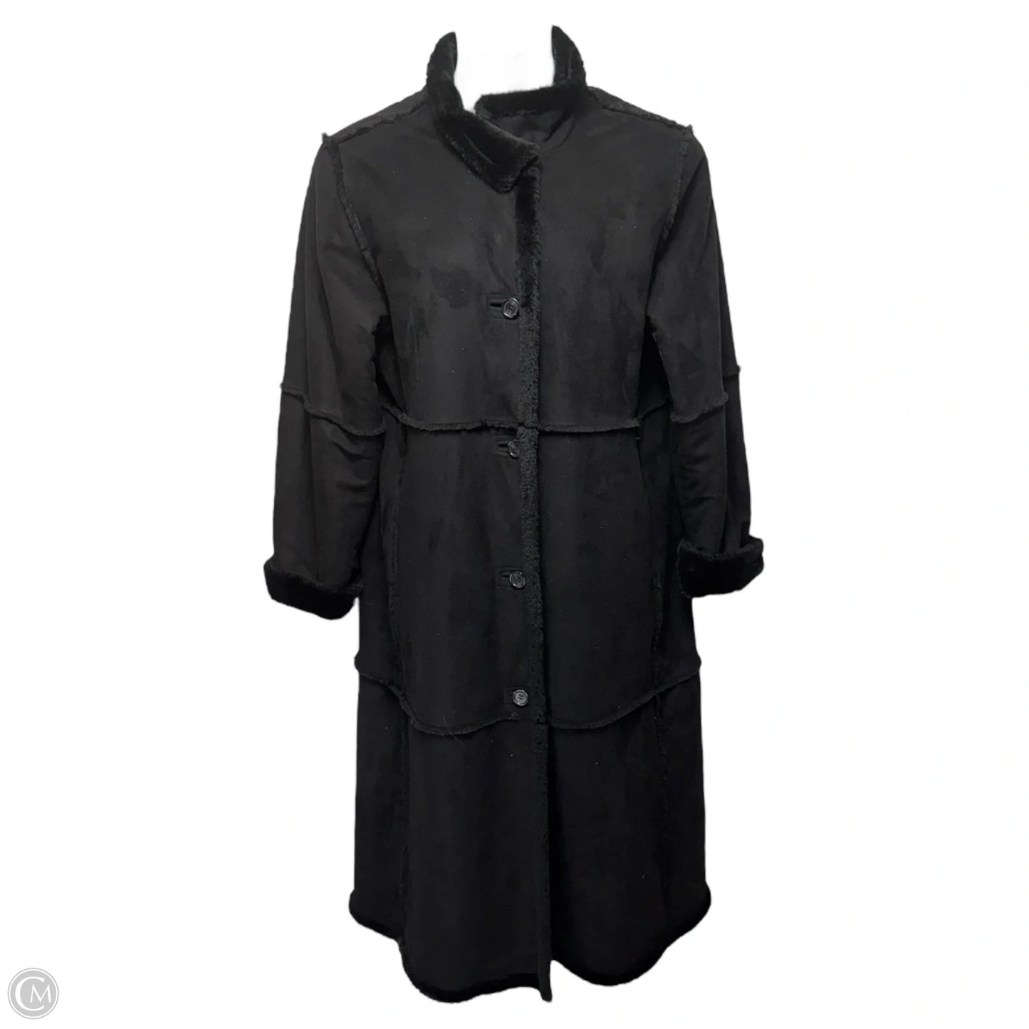 Coat Faux Fur & Sherpa By Anne Klein In Black, Size: M
