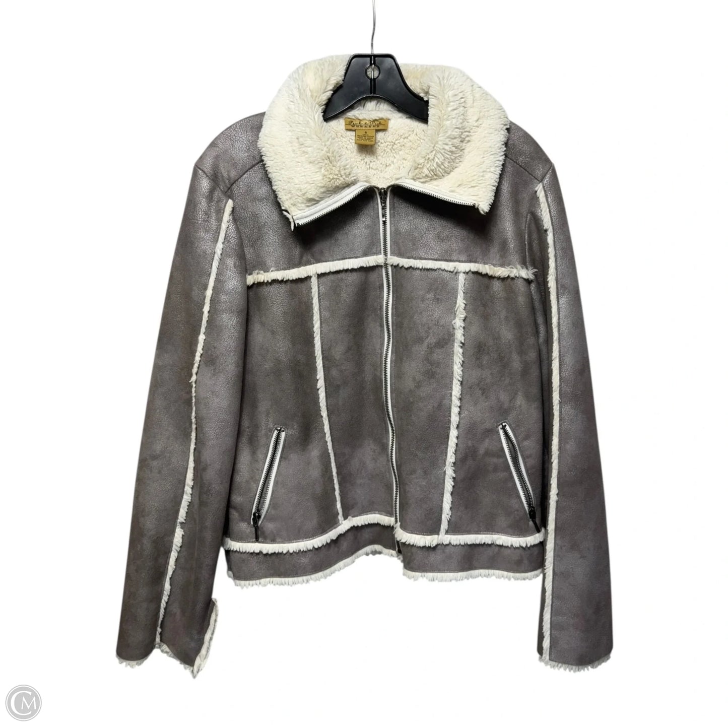 Jacket Faux Fur & Sherpa By Peck And Peck In Taupe, Size: S