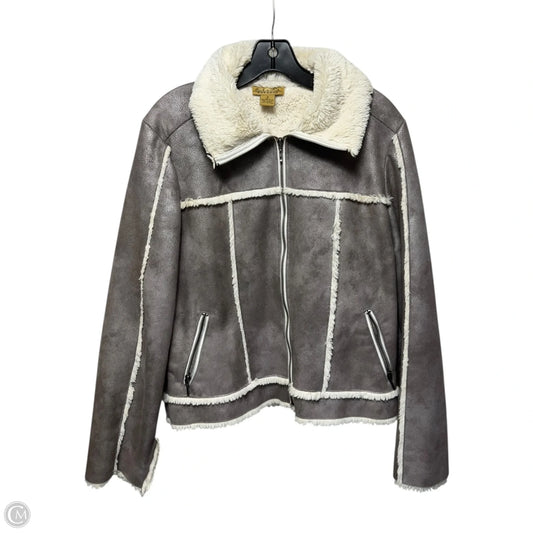 Jacket Faux Fur & Sherpa By Peck And Peck In Taupe, Size: S
