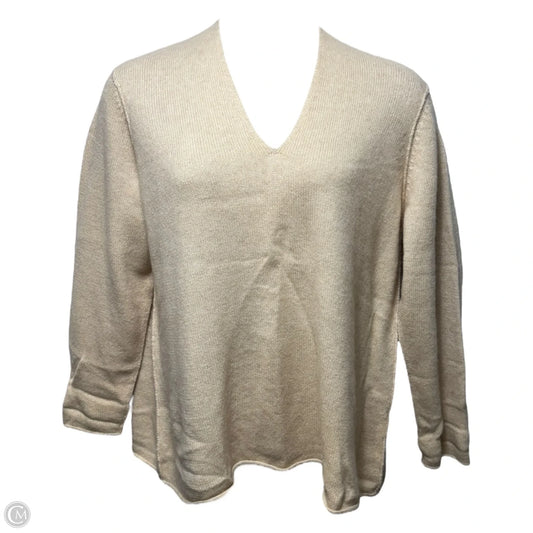 High Back V-Neck Top Sweater Cashmere By Eileen Fisher In Cream, Size: Xl