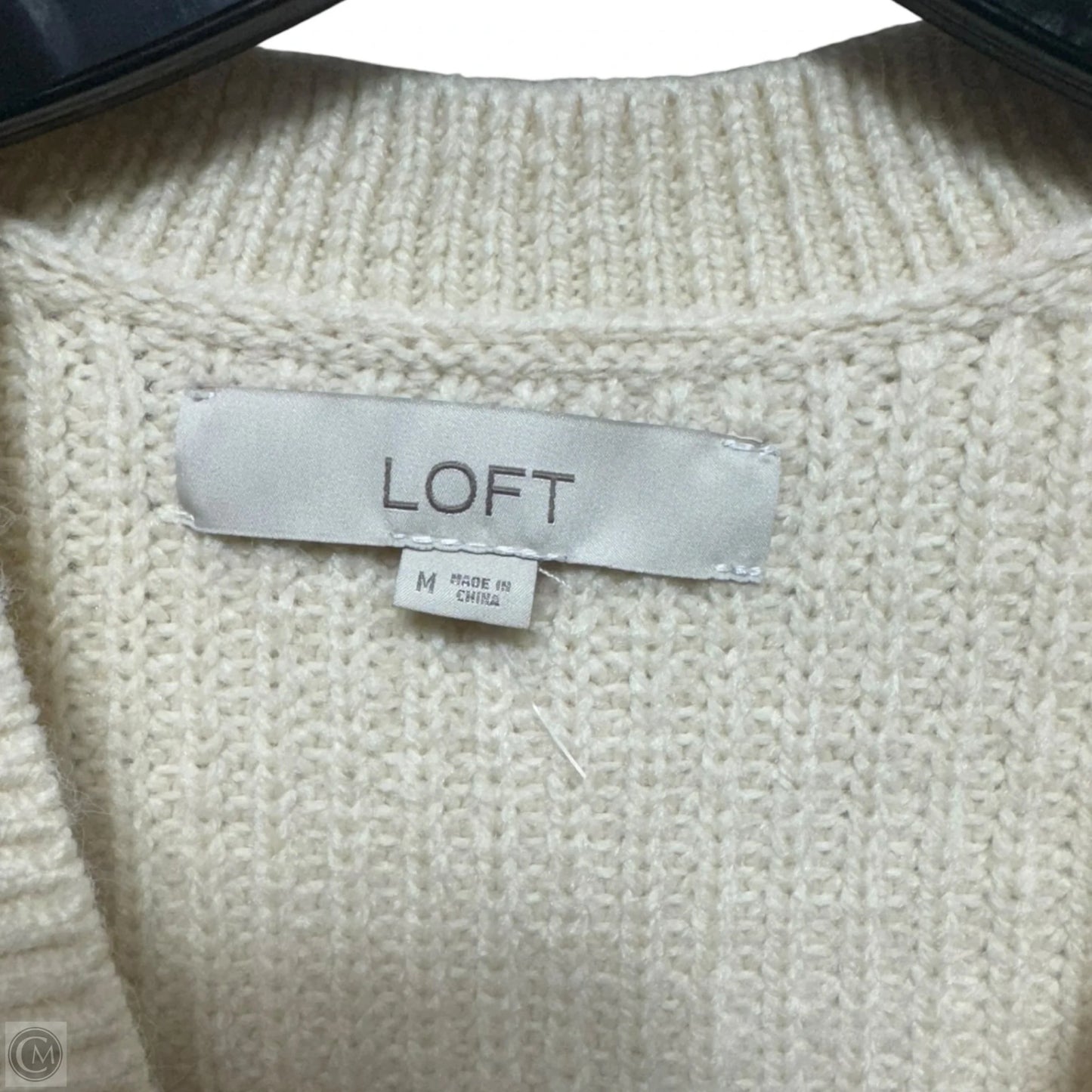 Sweater Cardigan By Loft In Cream, Size: M