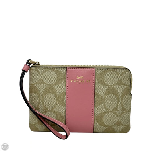 Signature Corner Zip Wristlet Designer By Coach, Size: Small