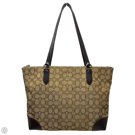 Outline Signature JacquardZip Tote Designer By Coach, Size: Medium