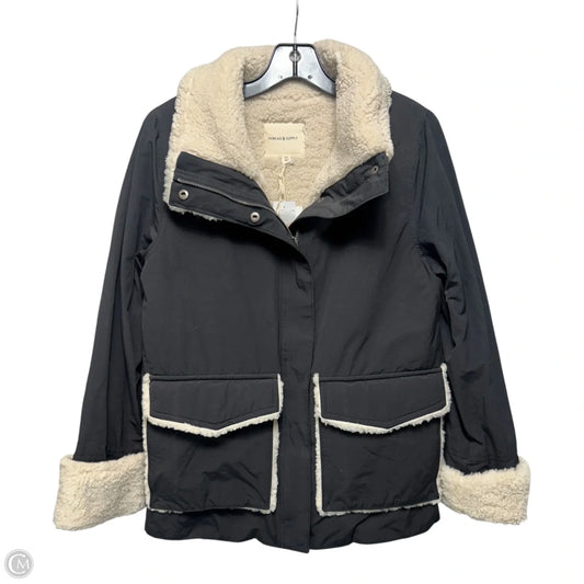 Jacket Faux Fur & Sherpa By Thread And Supply In Black & Cream, Size: Xs