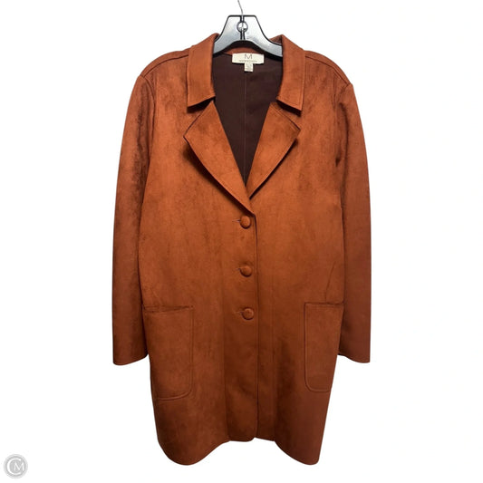 Faux Suede Coat By Magaschoni In Brown, Size: Xl