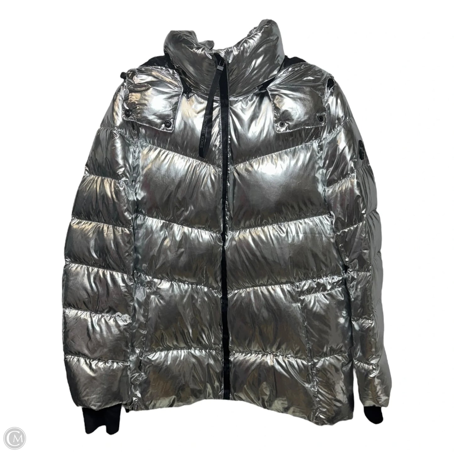 Jacket Puffer & Quilted By Michael By Michael Kors In Silver, Size: L