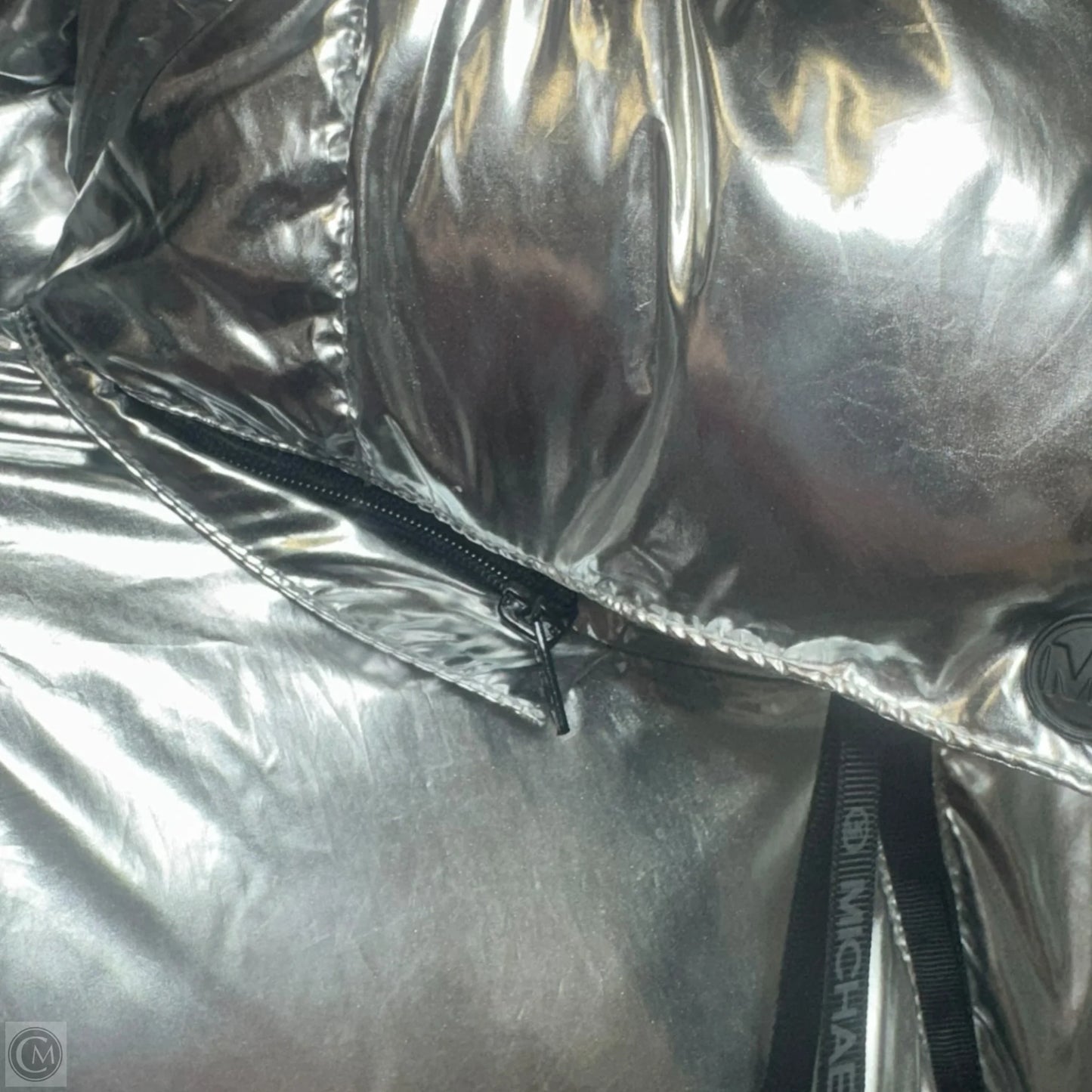 Jacket Puffer & Quilted By Michael By Michael Kors In Silver, Size: L