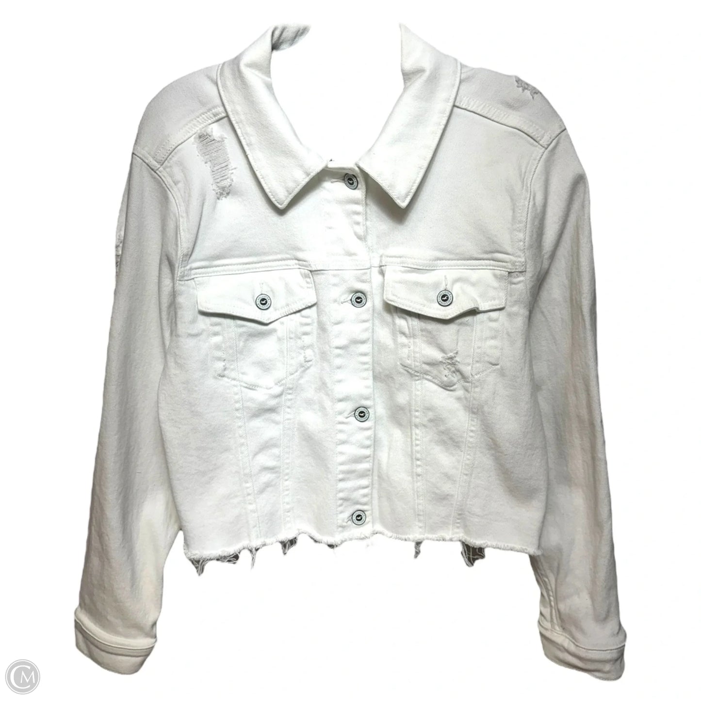Jacket Denim By Hollister In White, Size: Xl