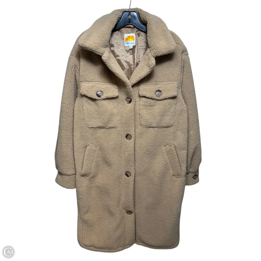 Coat Faux Fur & Sherpa By C And C In Tan, Size: S