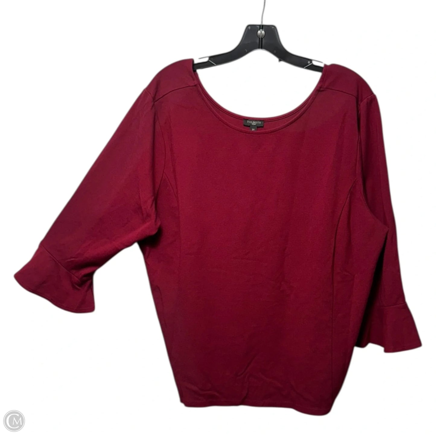 Top 3/4 Sleeve By Talbots In Maroon, Size: 2x
