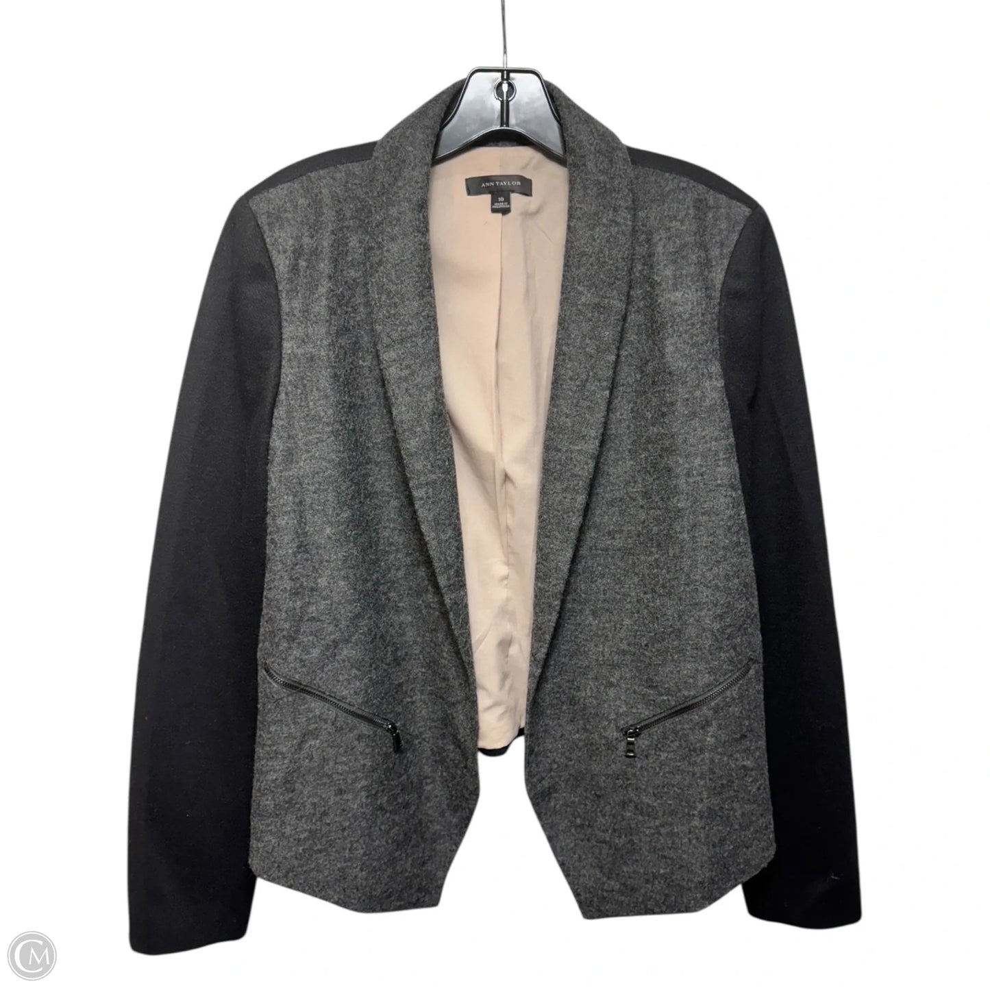 Blazer By Ann Taylor In Black & Grey, Size: 10