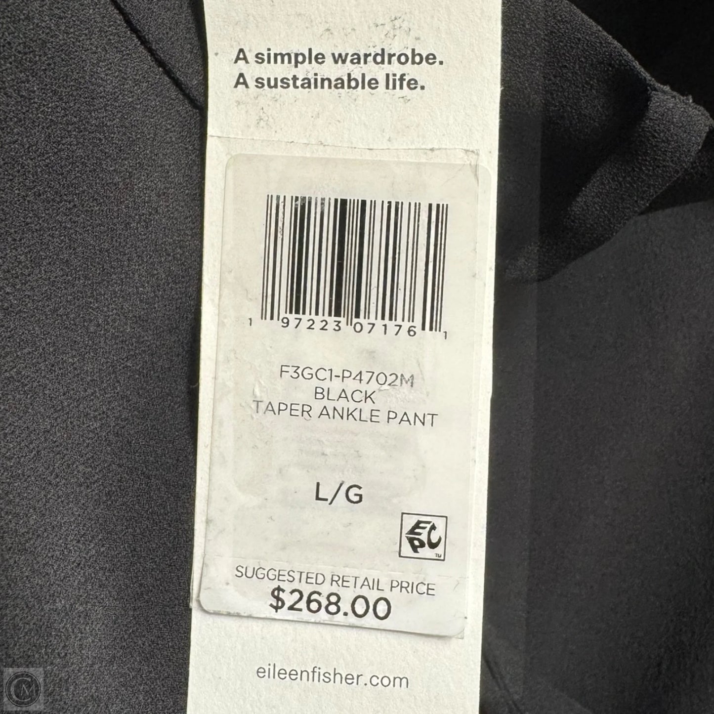 Silk Taper Ankle Pant By Eileen Fisher In Black, Size: L
