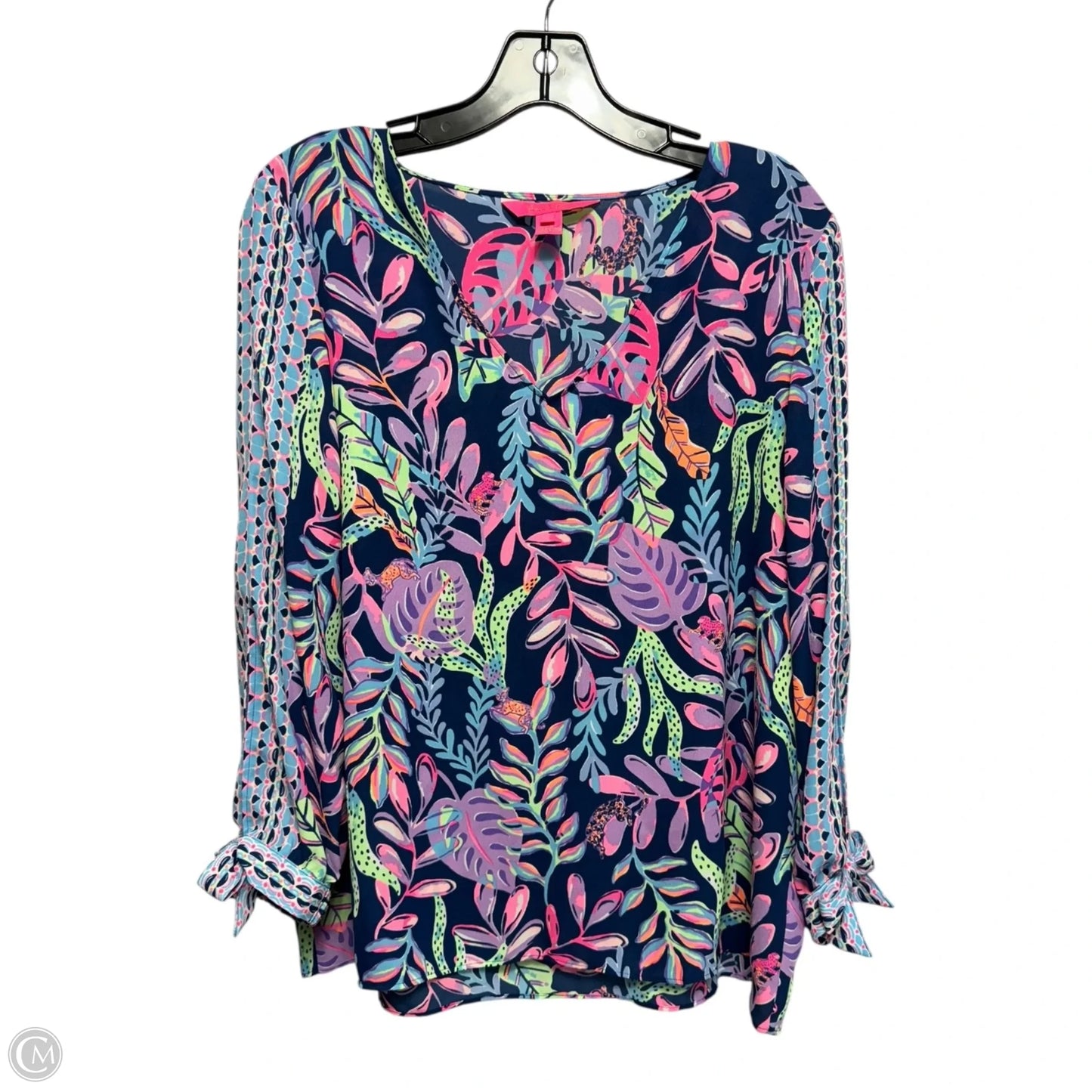 Pamela Top Designer By Lilly Pulitzer In Oyster Bay Navy You’ve Been Spotted Engineered, Size: L
