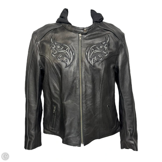 Embroidered Motorcycle Jacket Leather By X Element In Black, Size: 2x