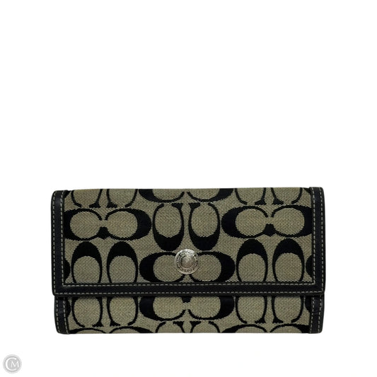 Signature Jacquard Leather Trim Wallet Designer By Coach, Size: Large
