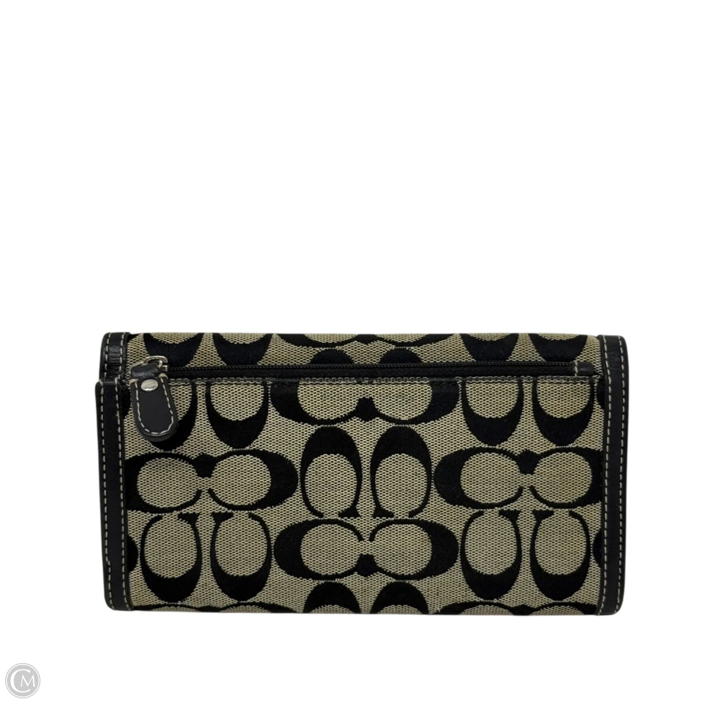 Signature Jacquard Leather Trim Wallet Designer By Coach, Size: Large