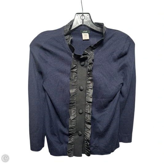 Cashmere Angora Lambswool Blend Ruffle Front Cardigan Sweater By J. Crew In Blue, Size: XS