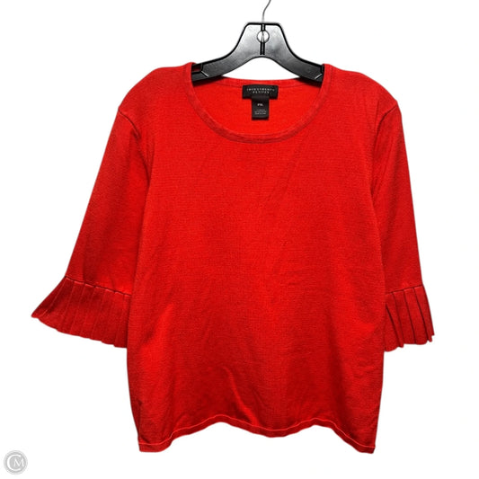Pleated Sleeve Sweater By Investments In Red, Size: Xlp
