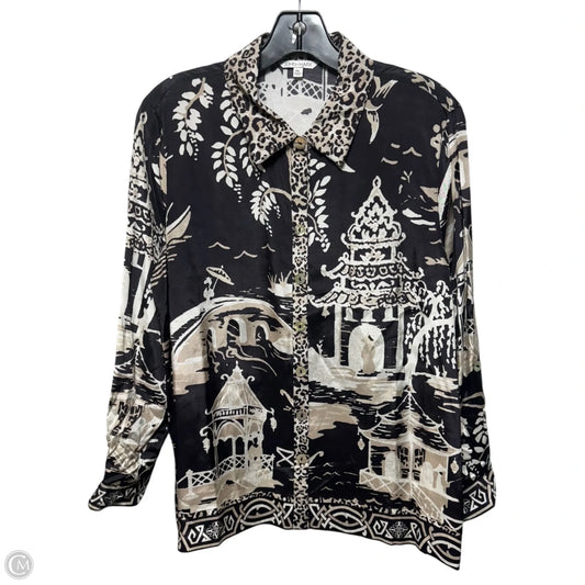 Top Long Sleeve By John Mark In Black & Cream, Size: Lp