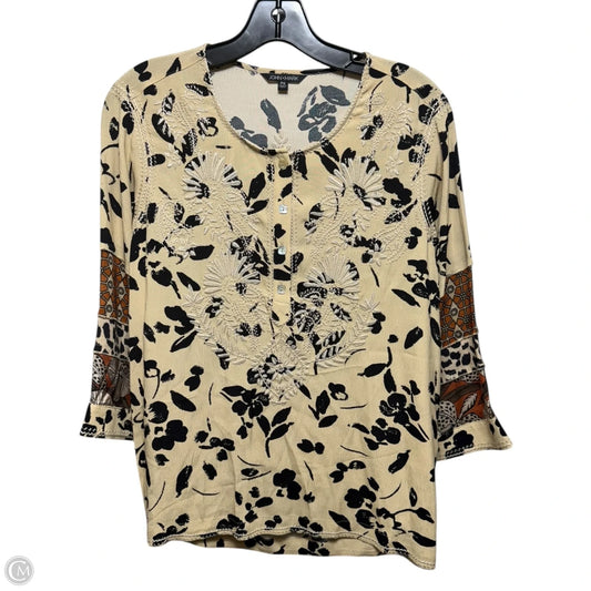 Top 3/4 Sleeve By John Mark In Black & Cream, Size: Sp