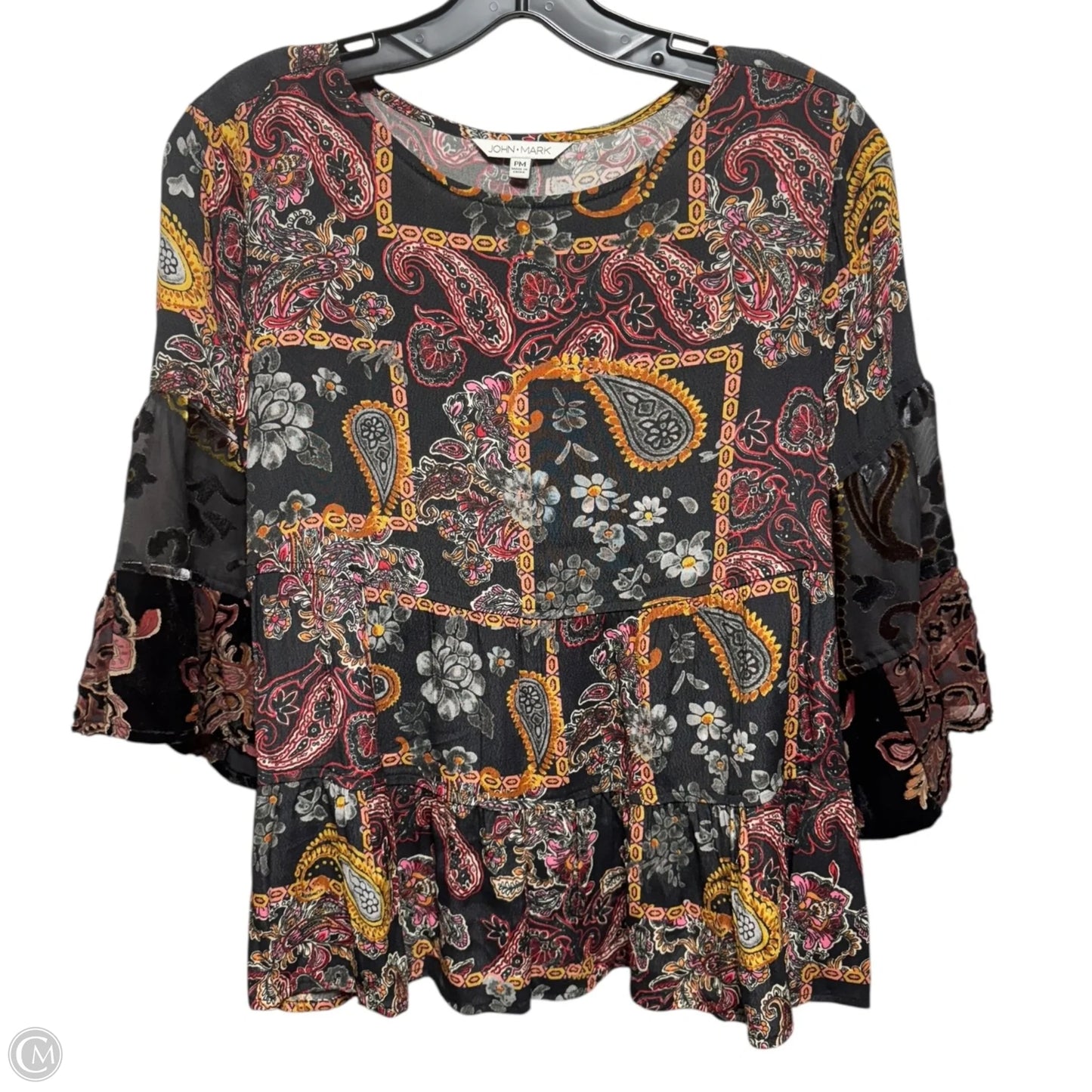 Top 3/4 Sleeve By John Mark In Floral Print, Size: Mp