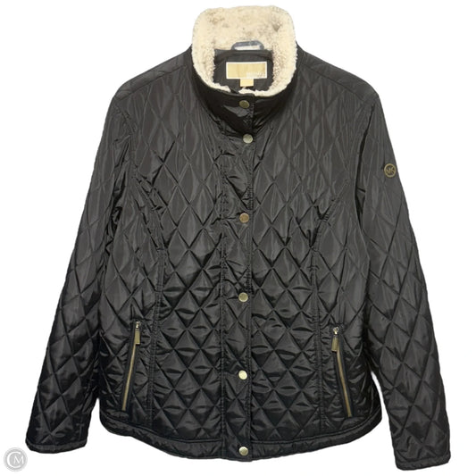 Sherpa Trim Diamond Quilted Jacket By Michael By Michael Kors In Black & Cream, Size: Xl