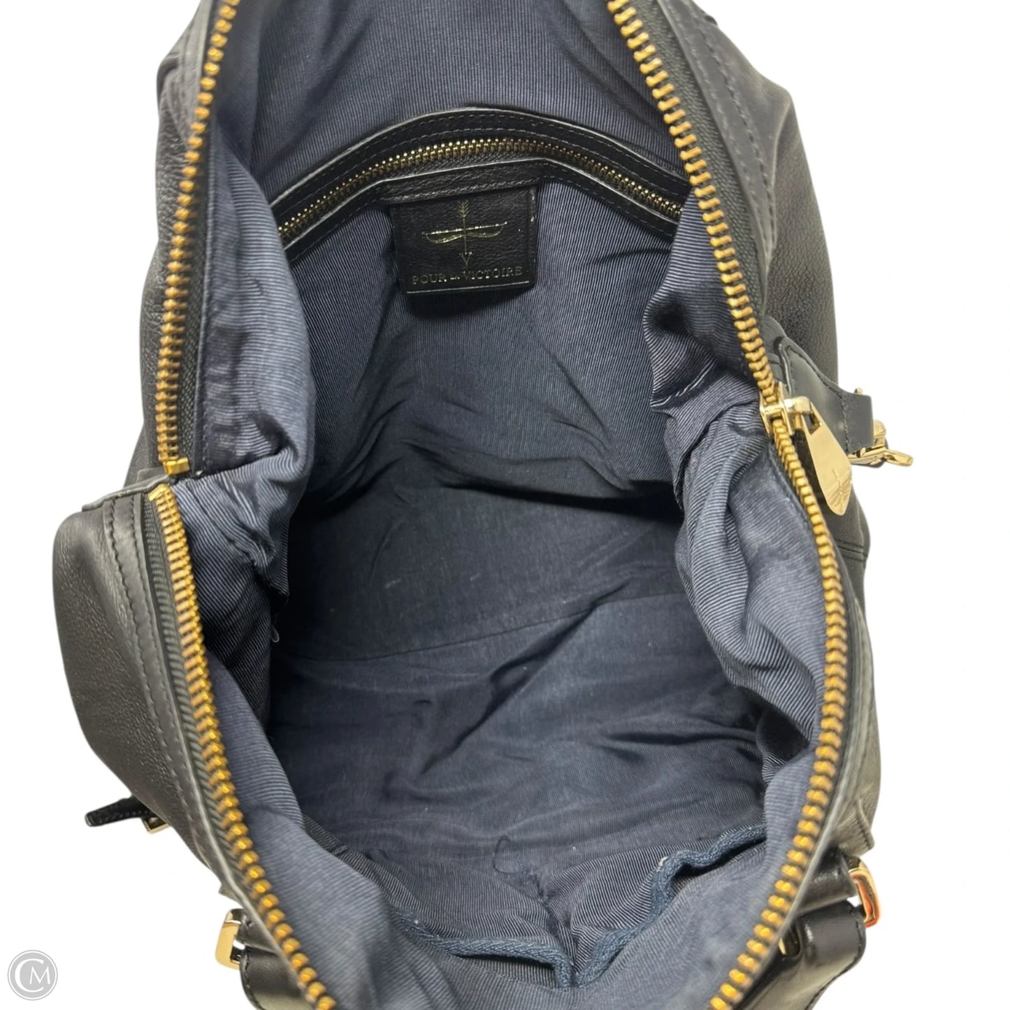 Double Zip Handbag Leather By Pour La Victoire, Size: Large