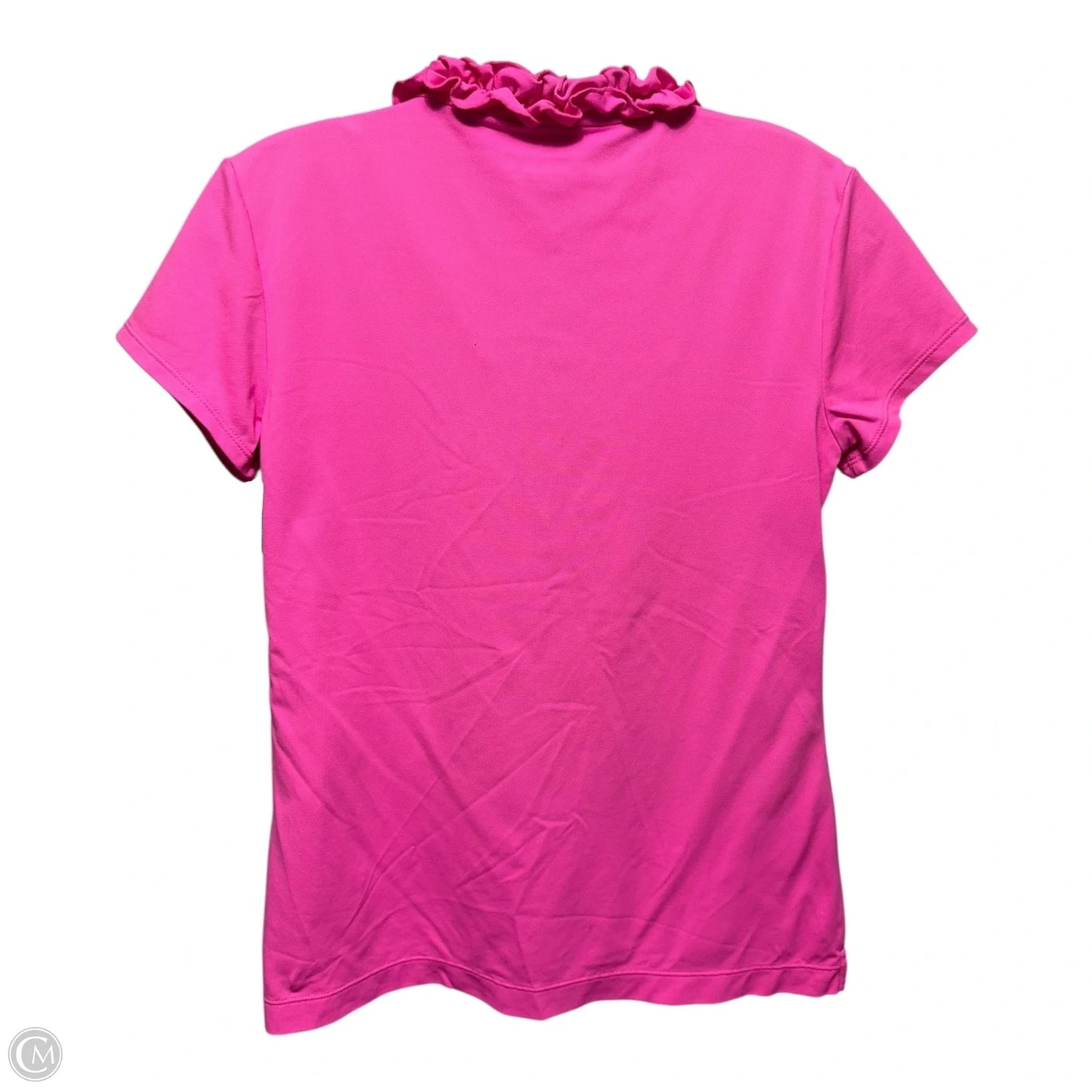 UPF 50+ Luxletic Frida Ruffle Polo Top Designer By Lilly Pulitzer In Pink Isle, Size: S
