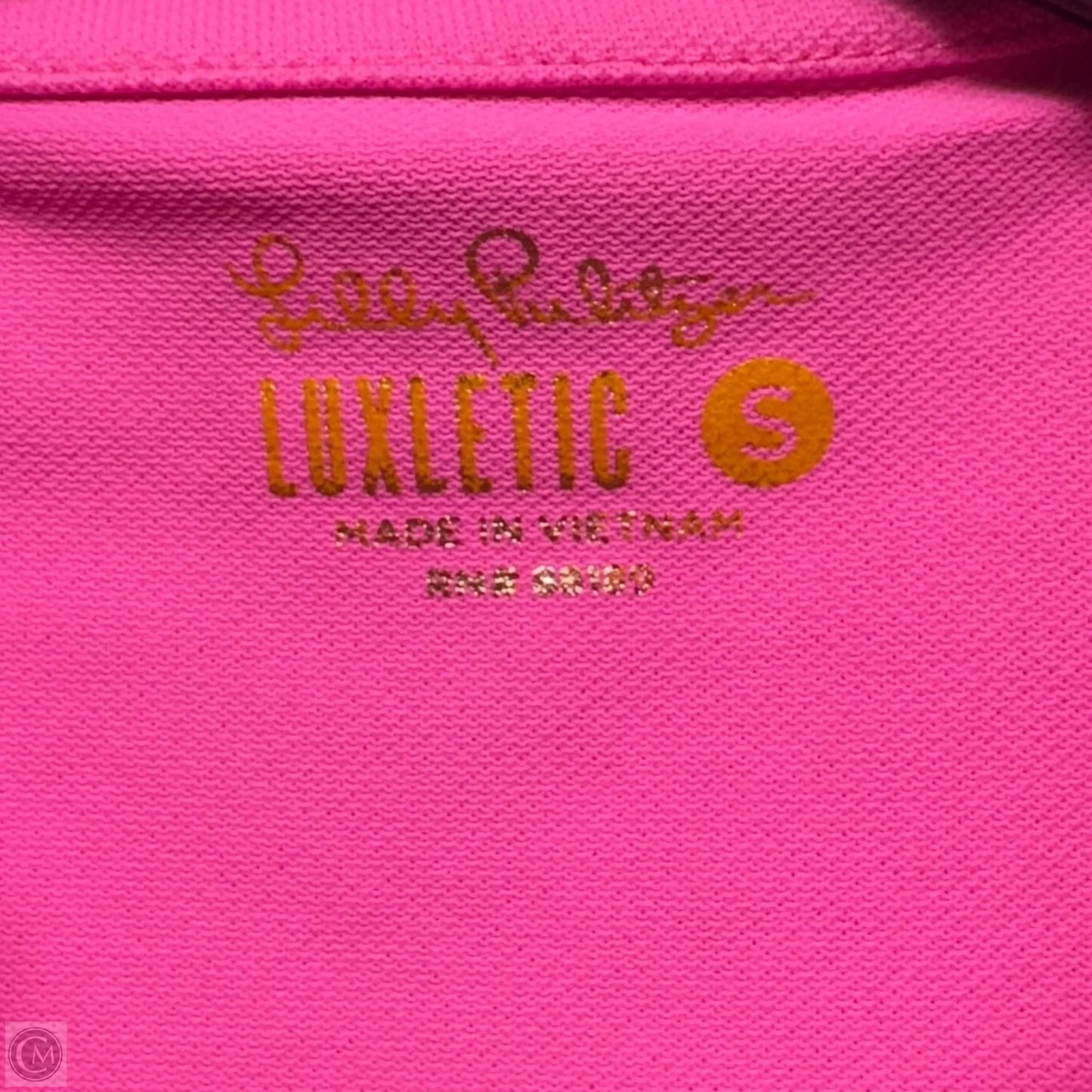 UPF 50+ Luxletic Frida Ruffle Polo Top Designer By Lilly Pulitzer In Pink Isle, Size: S