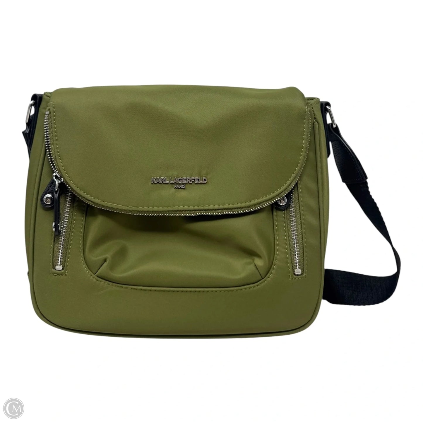 Cara Nylon Messenger Handbag Designer By Karl Lagerfeld, Size: Medium