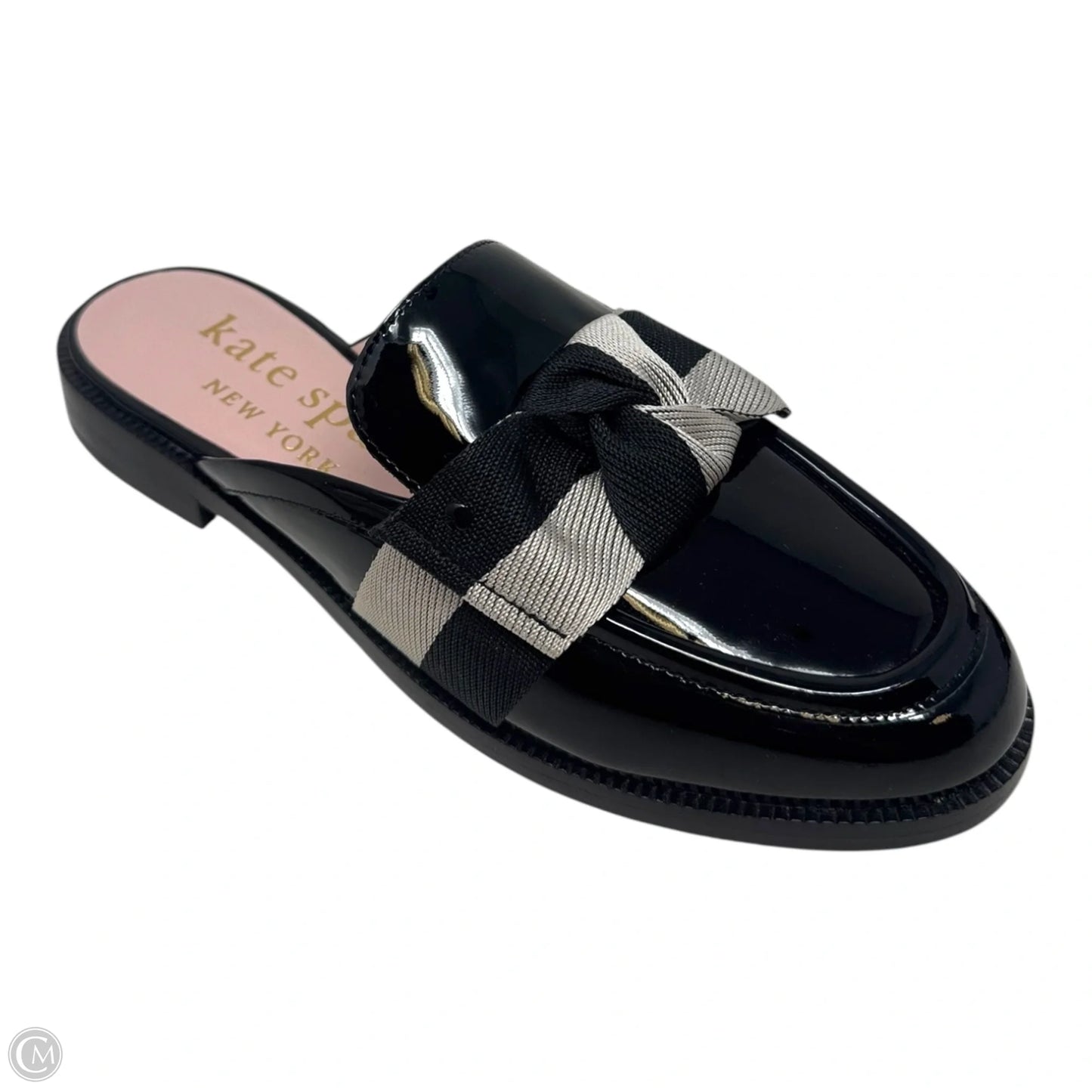Patent Mules Shoes Designer By Kate Spade In Black & White, Size: 7
