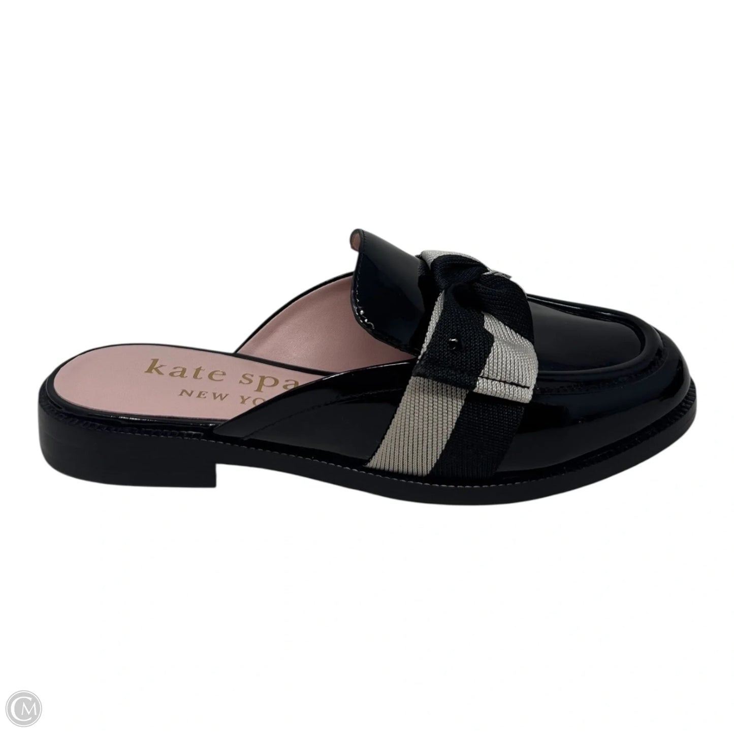 Patent Mules Shoes Designer By Kate Spade In Black & White, Size: 7