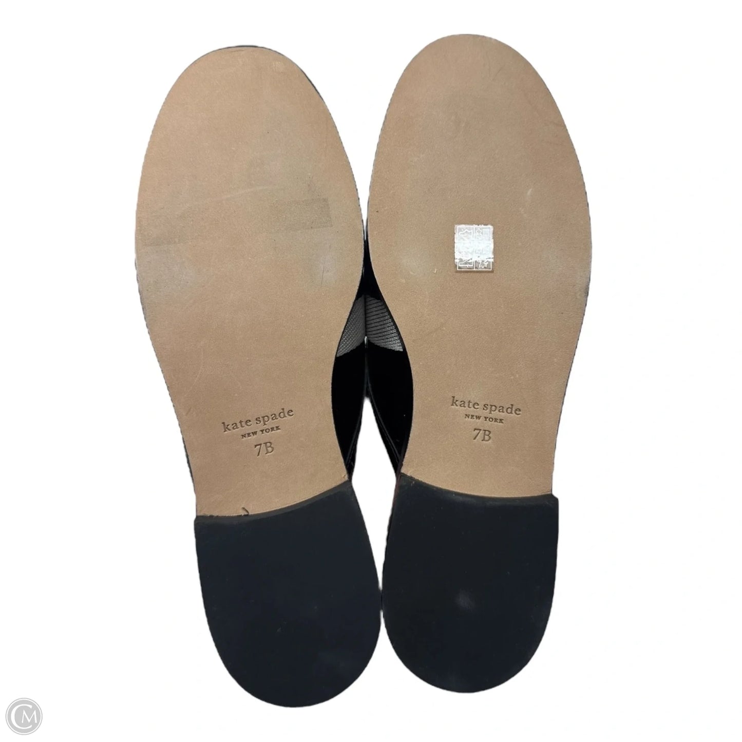 Patent Mules Shoes Designer By Kate Spade In Black & White, Size: 7