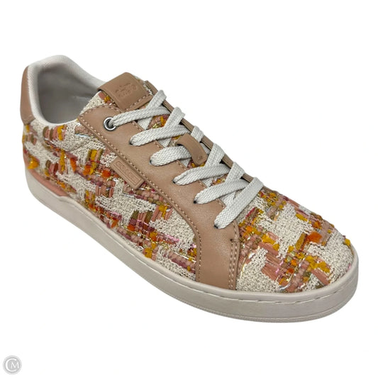 Lowline Tweed Trainers Shoes Designer By Coach In Orange, Size: 6.5