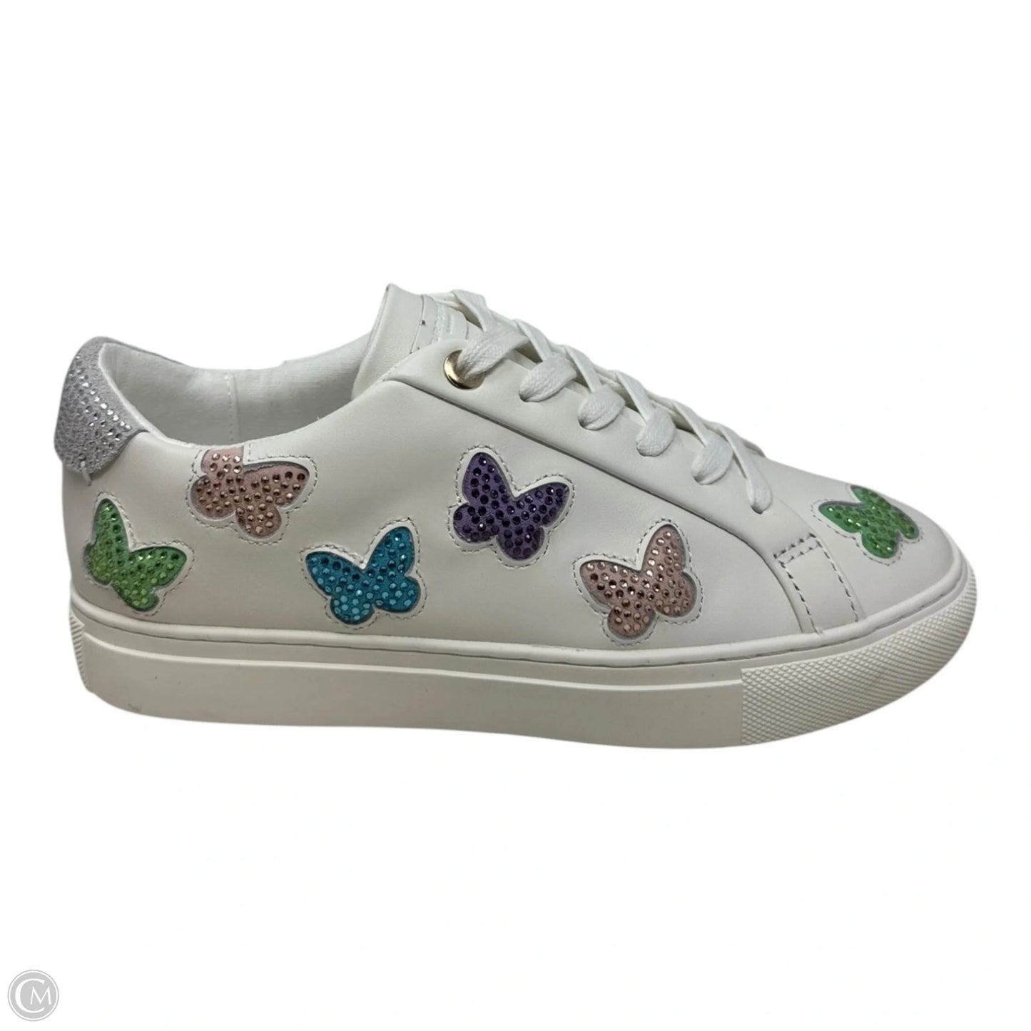 Rhinestone Butterfly Trainers Shoes Designer By Kurt Geiger In White, Size: 6.5