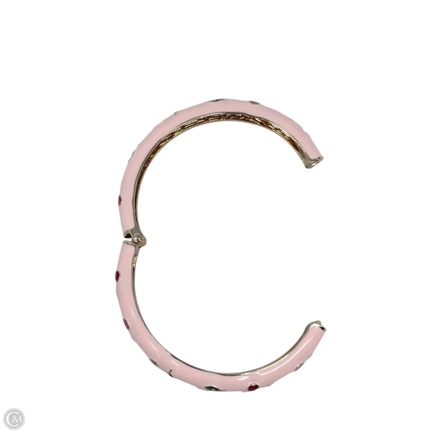 Brass Handpainted Cherry Enamel Hinged Bangle Bracelet By Piper K