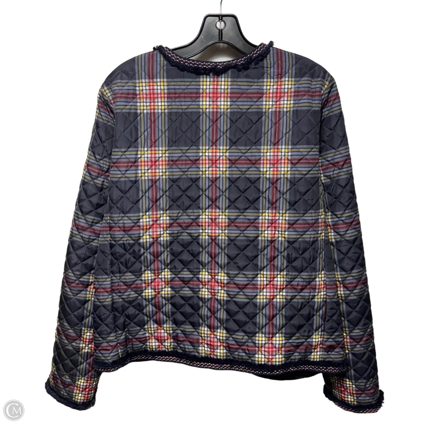 Quilted Lightweight Puffer Jacket By Crown & Ivy In Plaid Pattern, Size: L