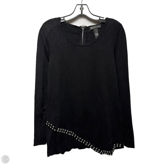 Knit Studded Hem Top Long Sleeve By Inc In Black, Size: L