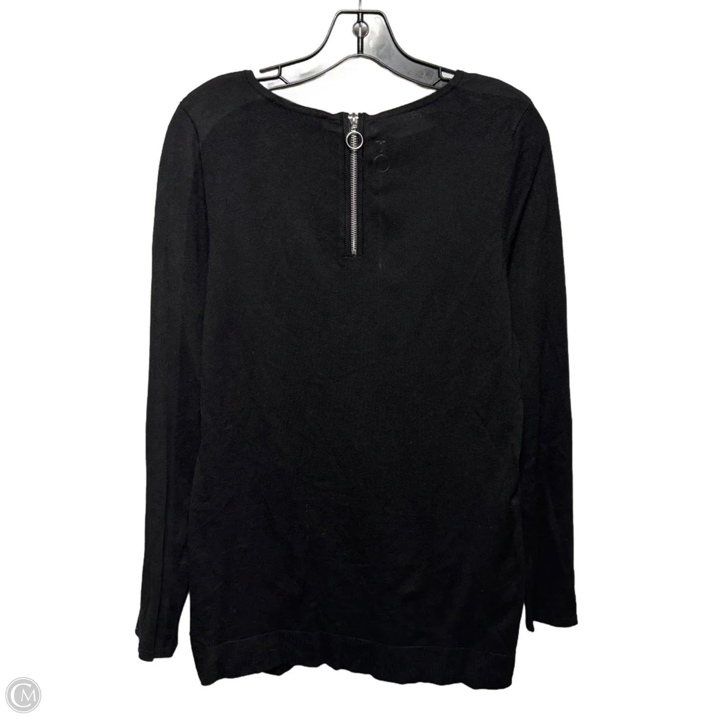 Knit Studded Hem Top Long Sleeve By Inc In Black, Size: L